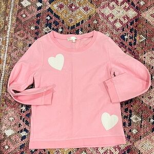 LoveShackFancy Pastel Pink Sweatshirt With White Hearts